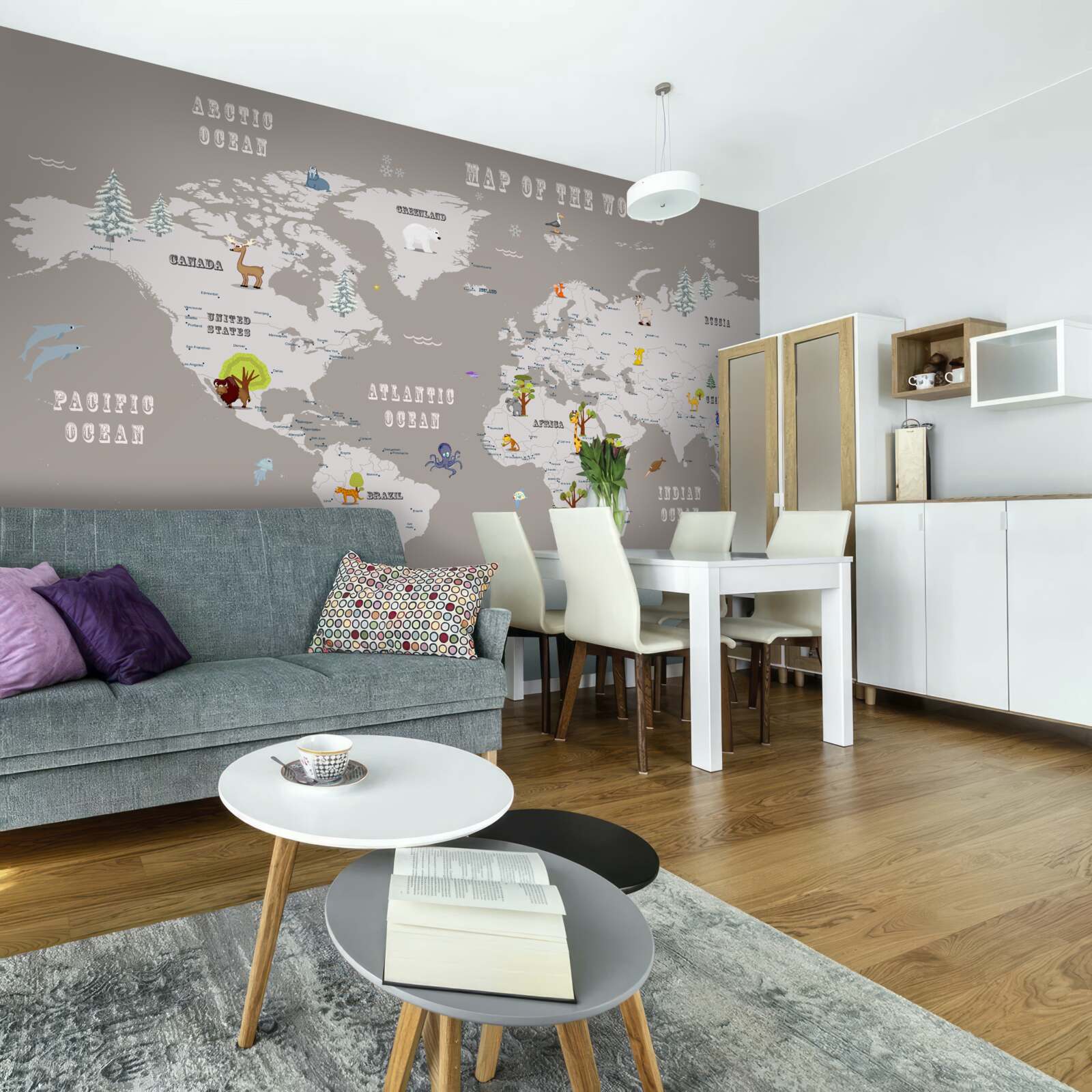 Papier peint les animaux dans l'atlas géographique de la planète