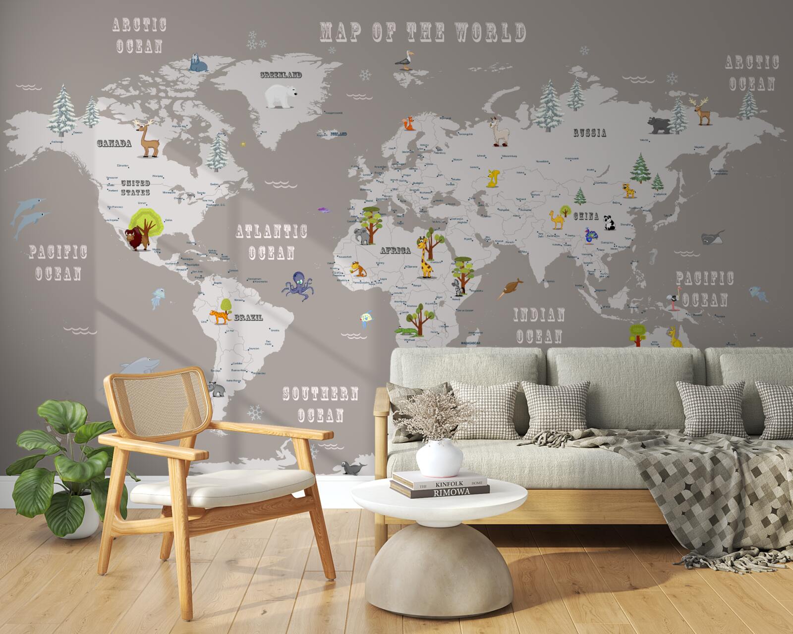 Papier peint les animaux dans l'atlas géographique de la planète