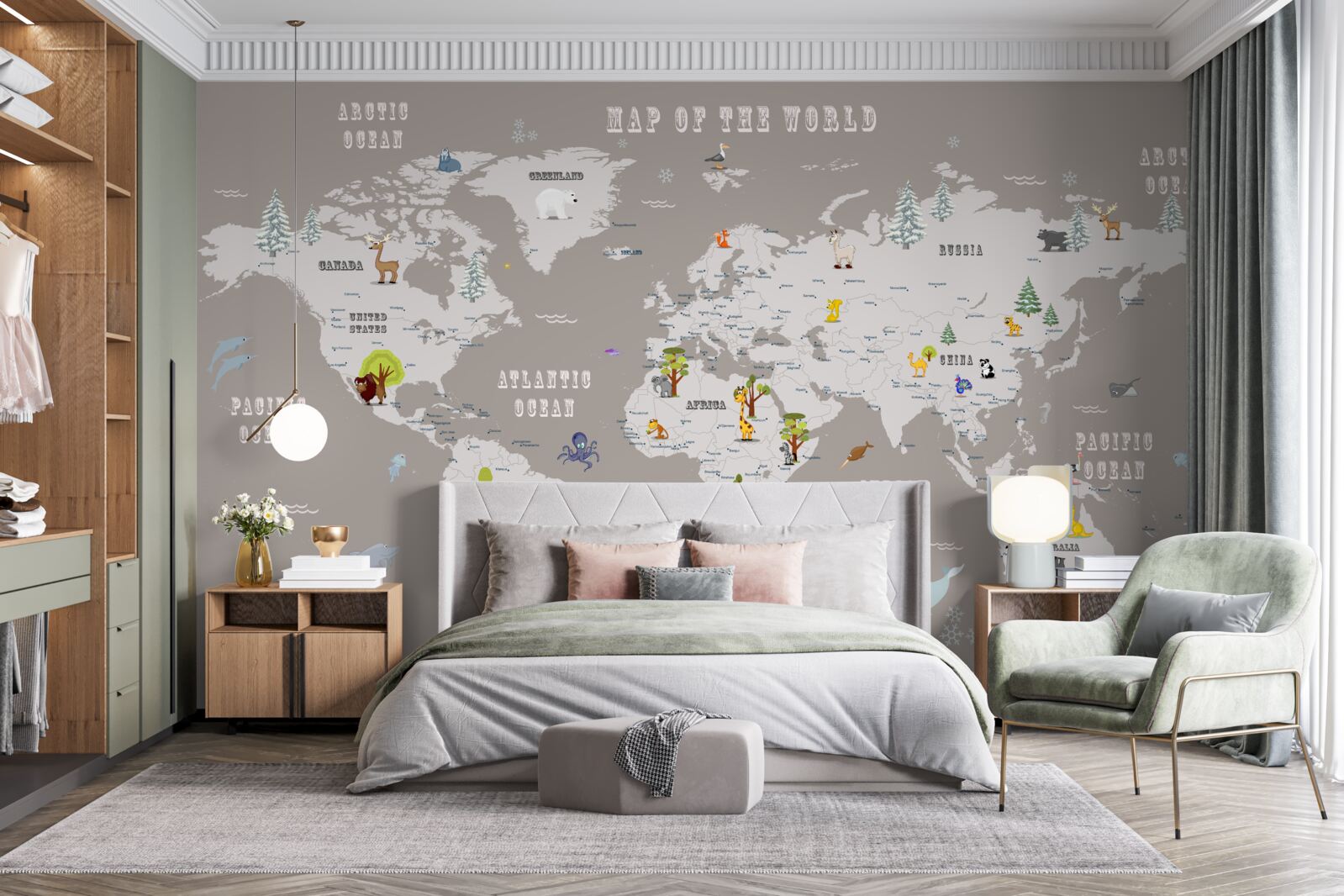 Papier peint les animaux dans l'atlas géographique de la planète