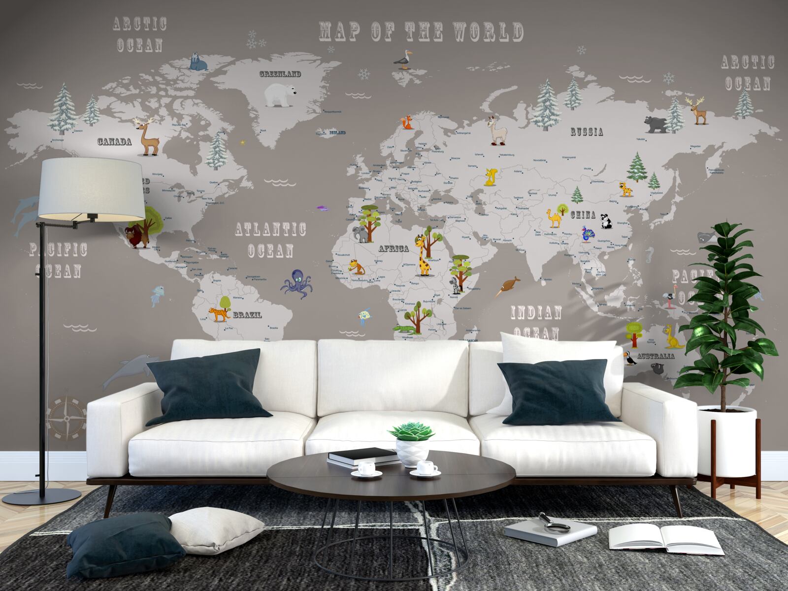 Papier peint les animaux dans l'atlas géographique de la planète