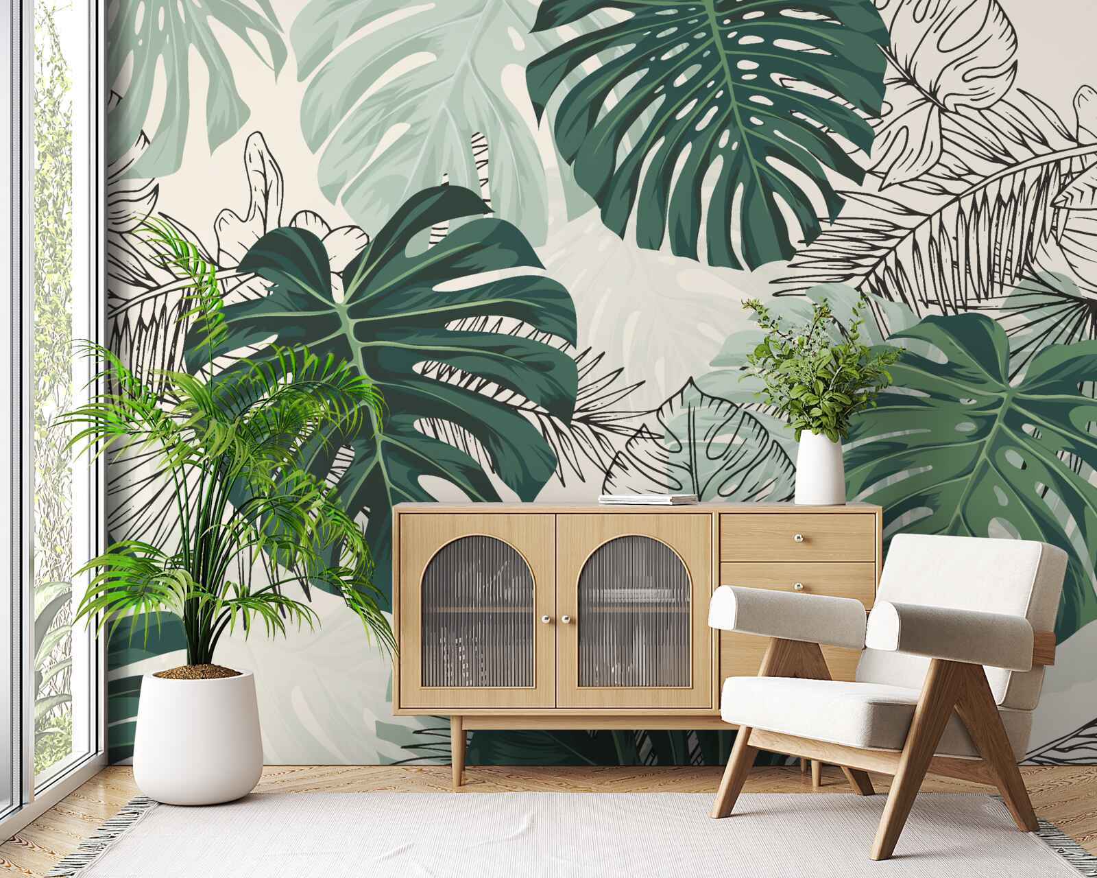 Papier peint Les feuilles de monstera texturées sont majestueuses