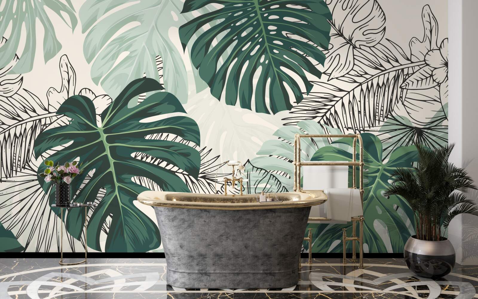 Papier peint Les feuilles de monstera texturées sont majestueuses