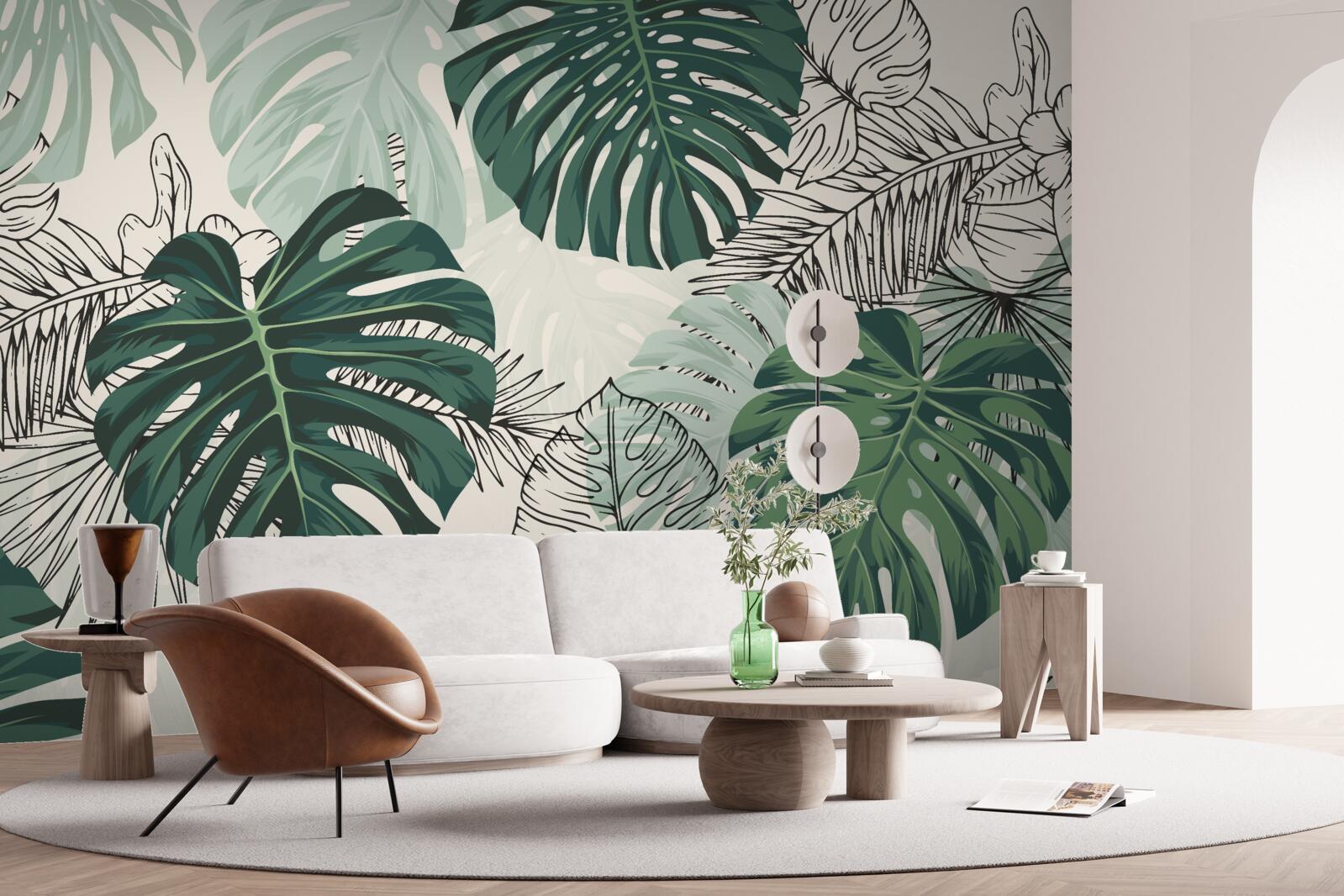 Papier peint Les feuilles de monstera texturées sont majestueuses