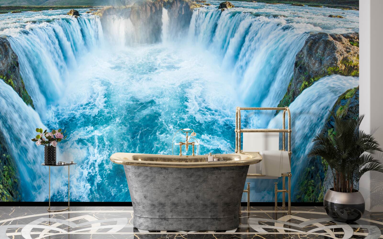 Papier peint une série de cascades se jetant dans la rivière