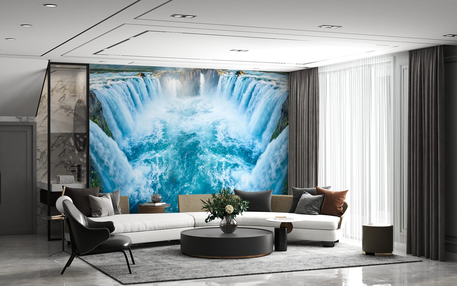 Papier peint une série de cascades se jetant dans la rivière