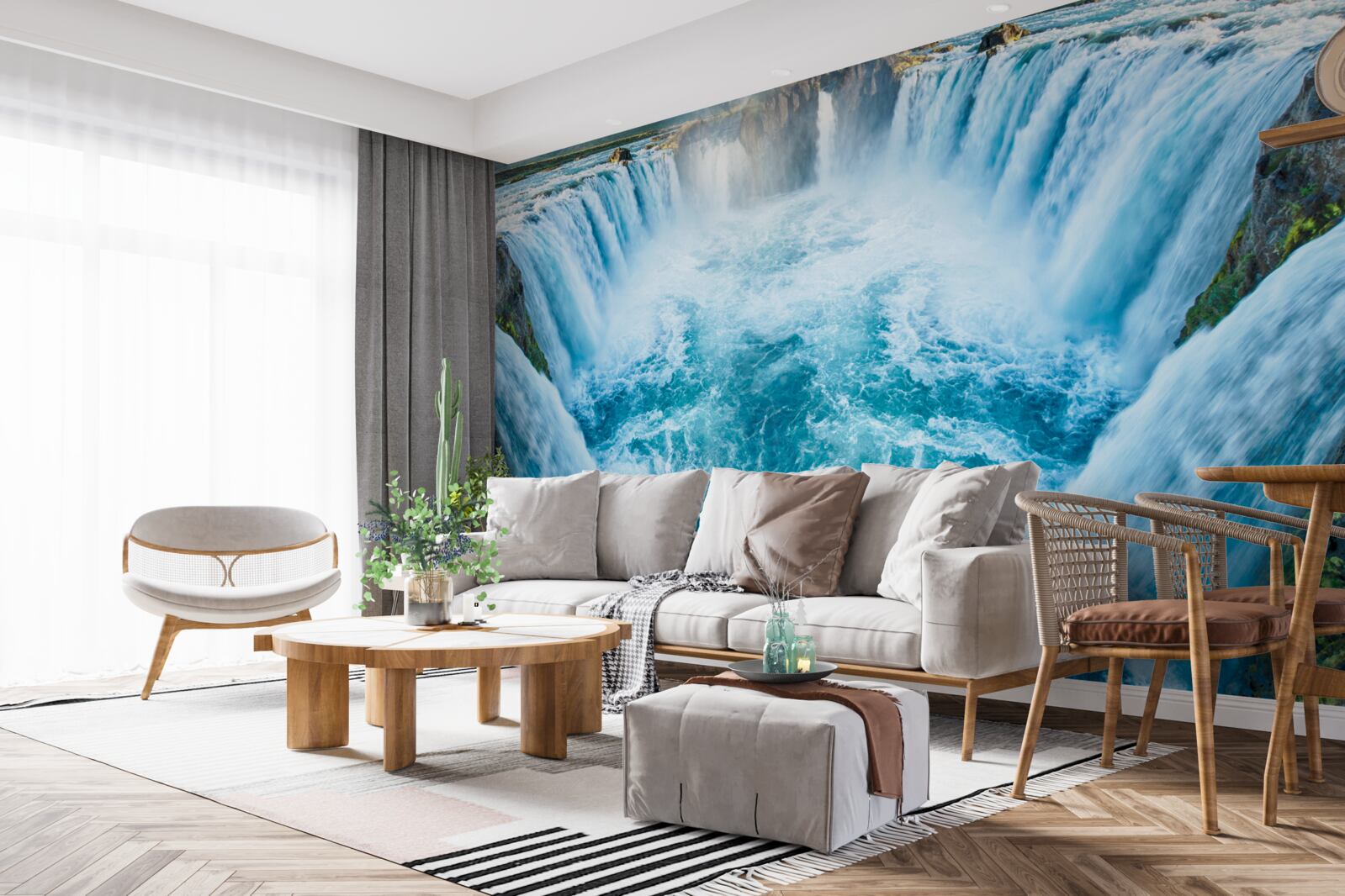 Papier peint une série de cascades se jetant dans la rivière