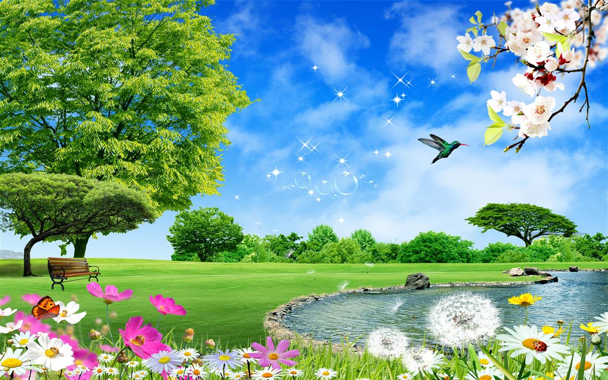 Papier peint vue panoramique à couper le souffle sur l'été