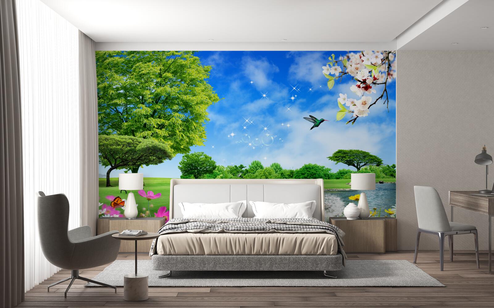 Papier peint vue panoramique à couper le souffle sur l'été