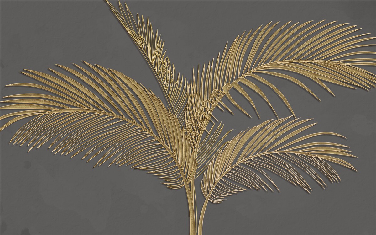 Papier peint feuilles de plumes brunes sur fond gris