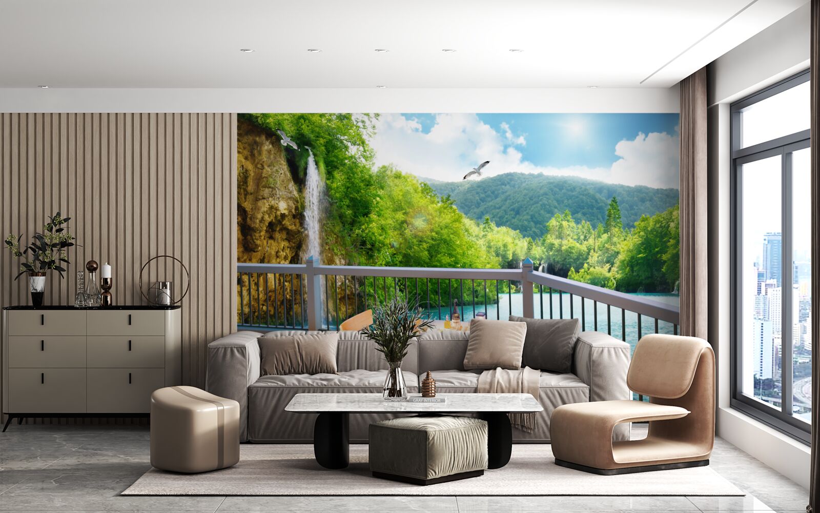 Papier peint Petit-déjeuner dans un paysage époustouflant