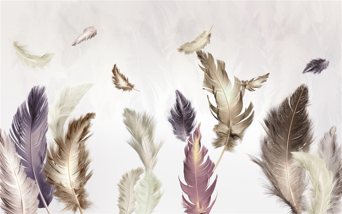 Papier peint tons de plumes crémeux