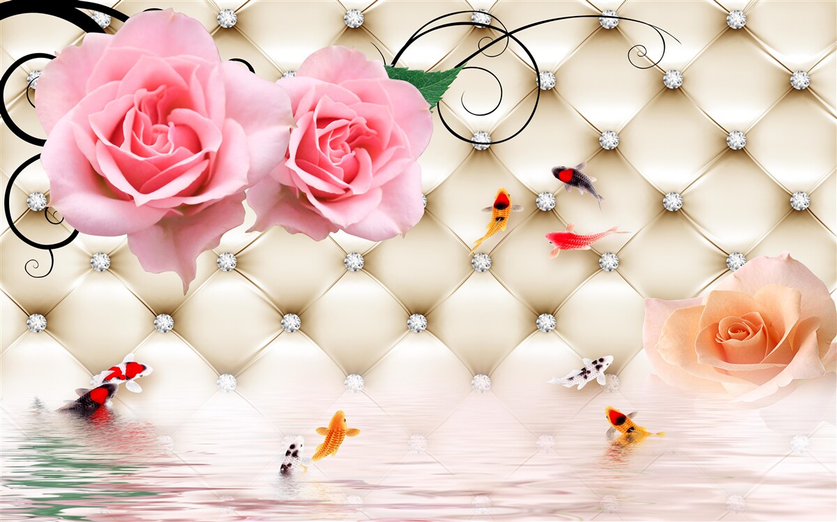 Papier peint des papillons et des roses sur les éléments vitaux