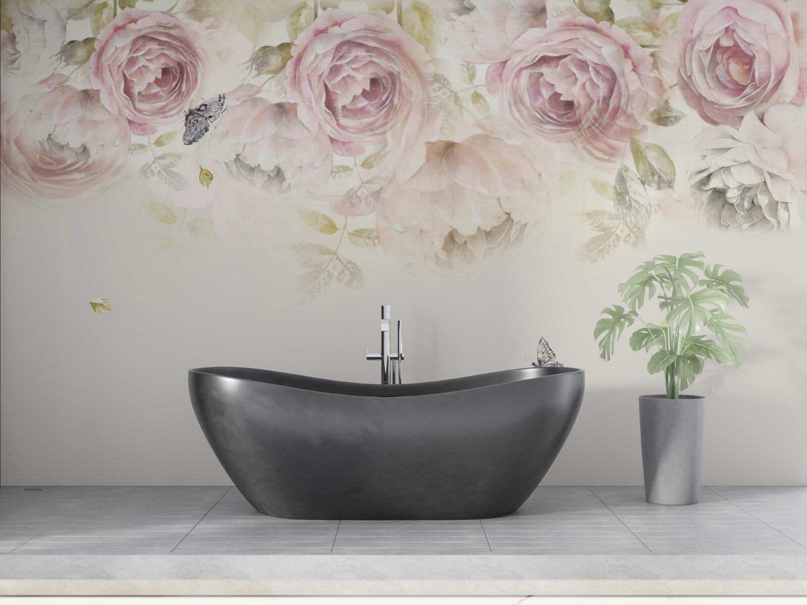 Papier peint couronne de roses abondantes