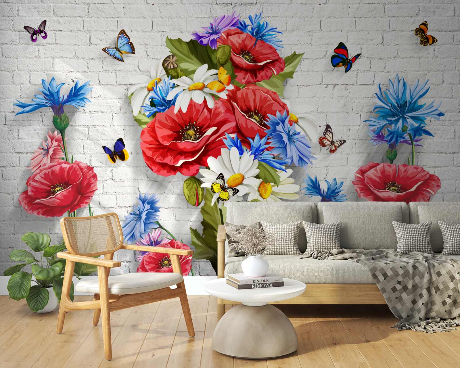 Papier peint des papillons et des fleurs remplis de la splendeur du printemps