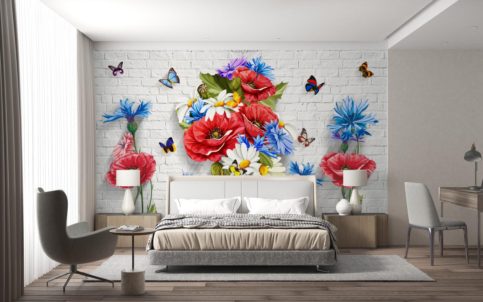 Papier peint des papillons et des fleurs remplis de la splendeur du printemps