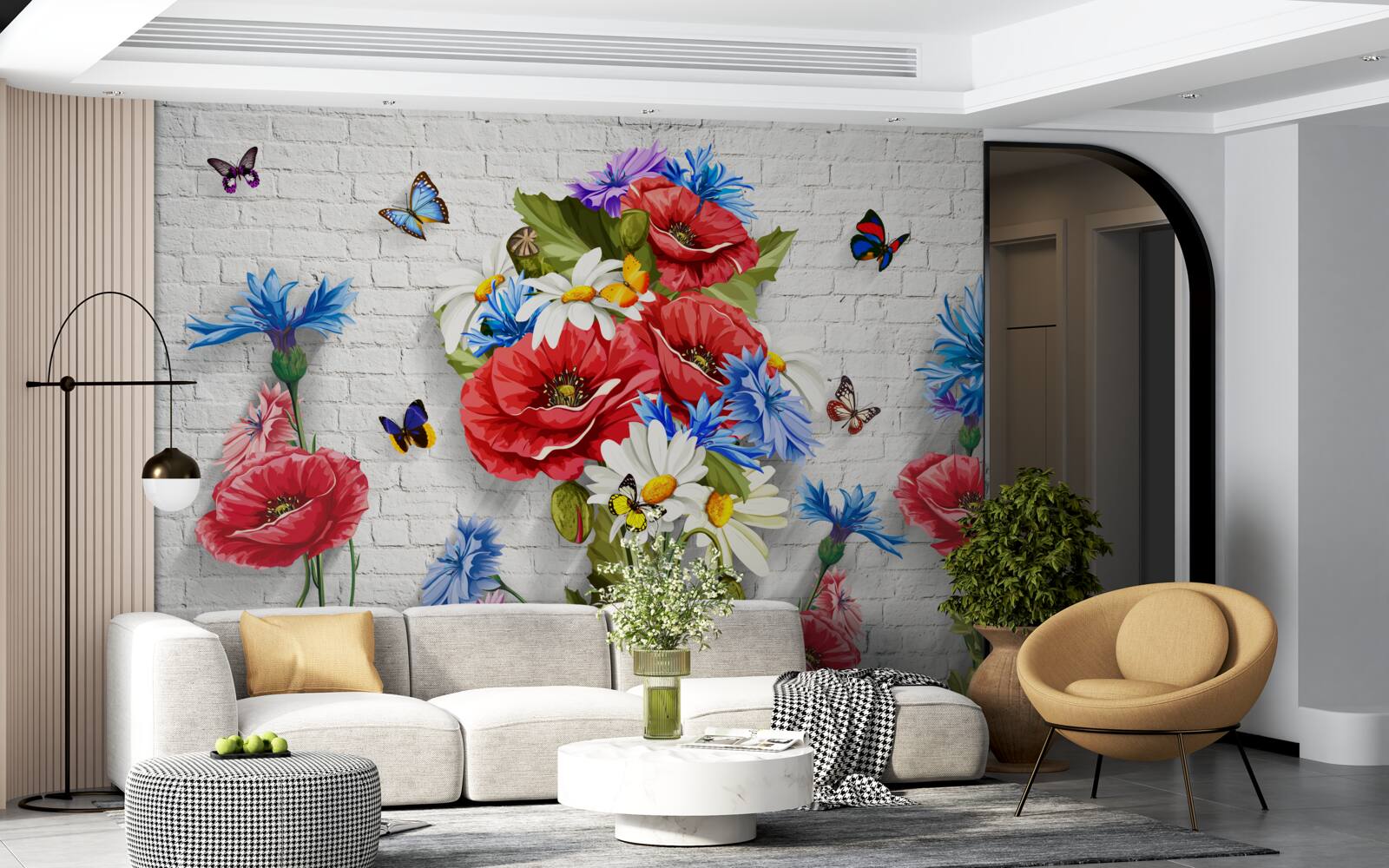 Papier peint des papillons et des fleurs remplis de la splendeur du printemps