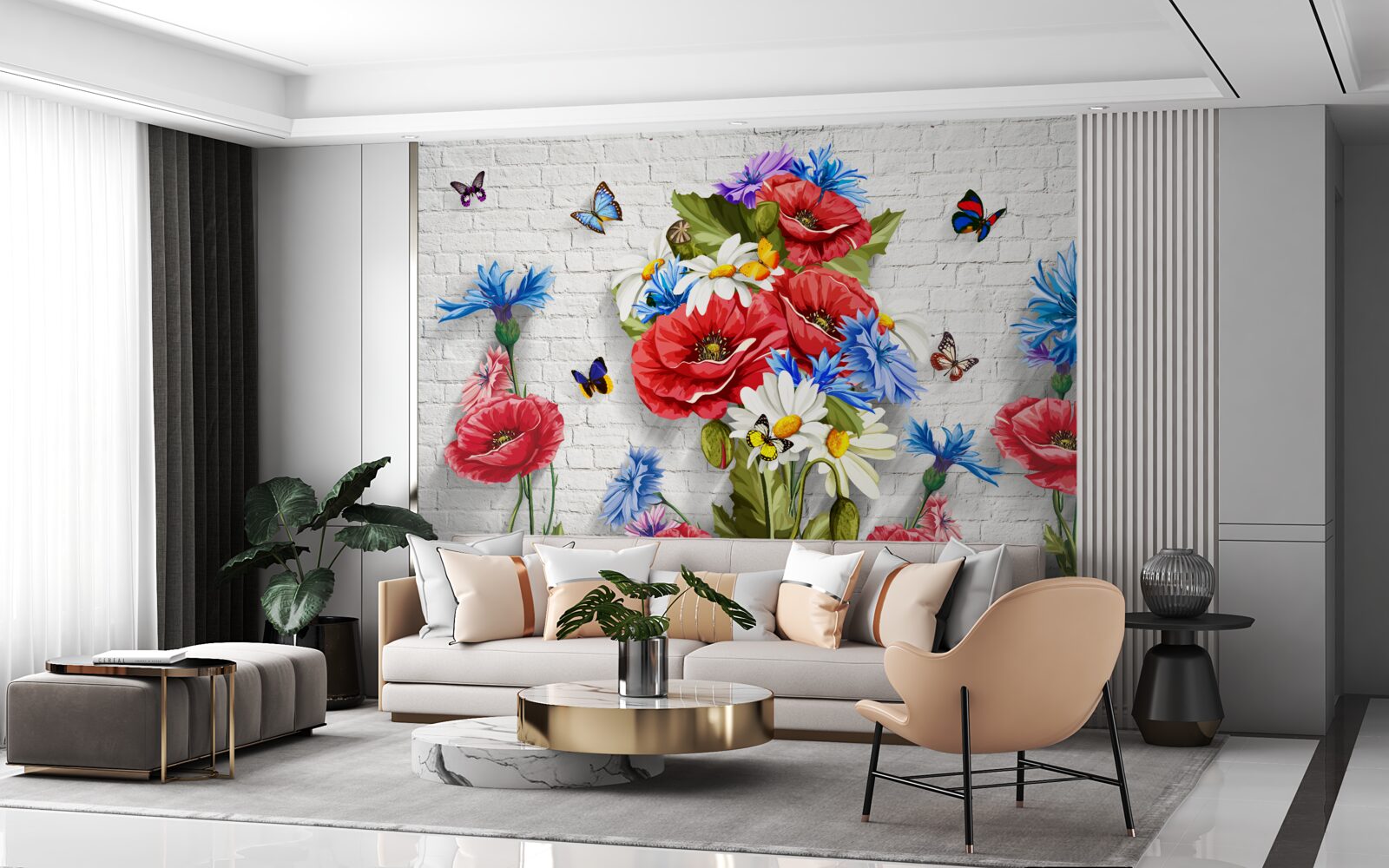 Papier peint des papillons et des fleurs remplis de la splendeur du printemps