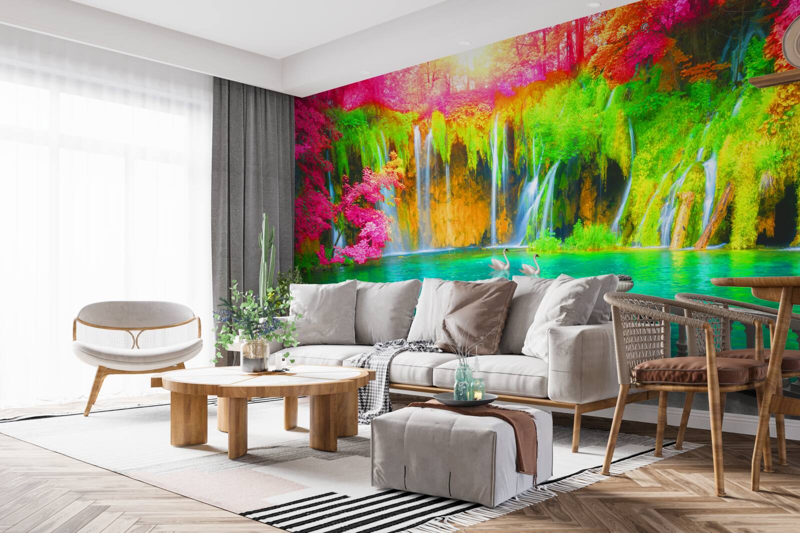 Papier peint patio avec vue panoramique sur la campagne pittoresque