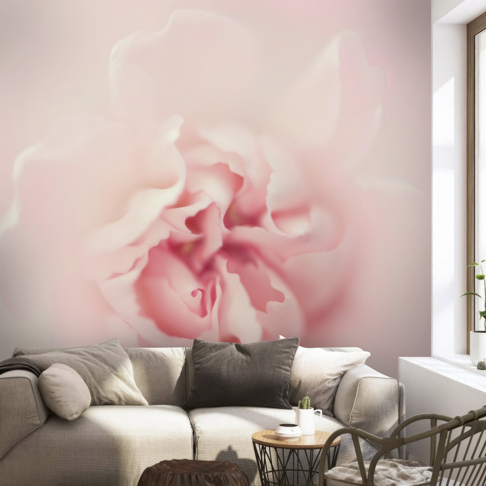 Papier peint image détaillée du cœur d'une fleur rose