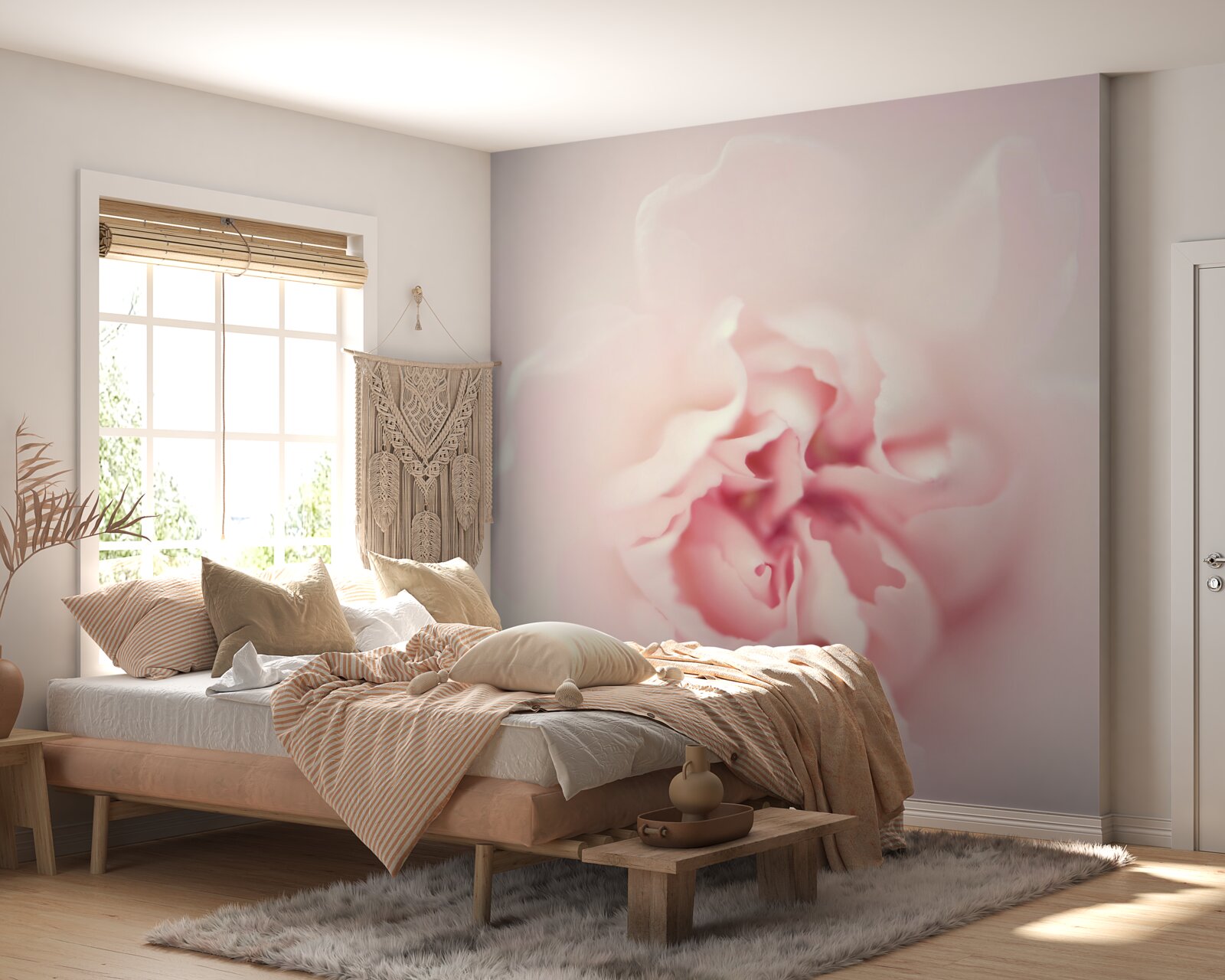 Papier peint image détaillée du cœur d'une fleur rose