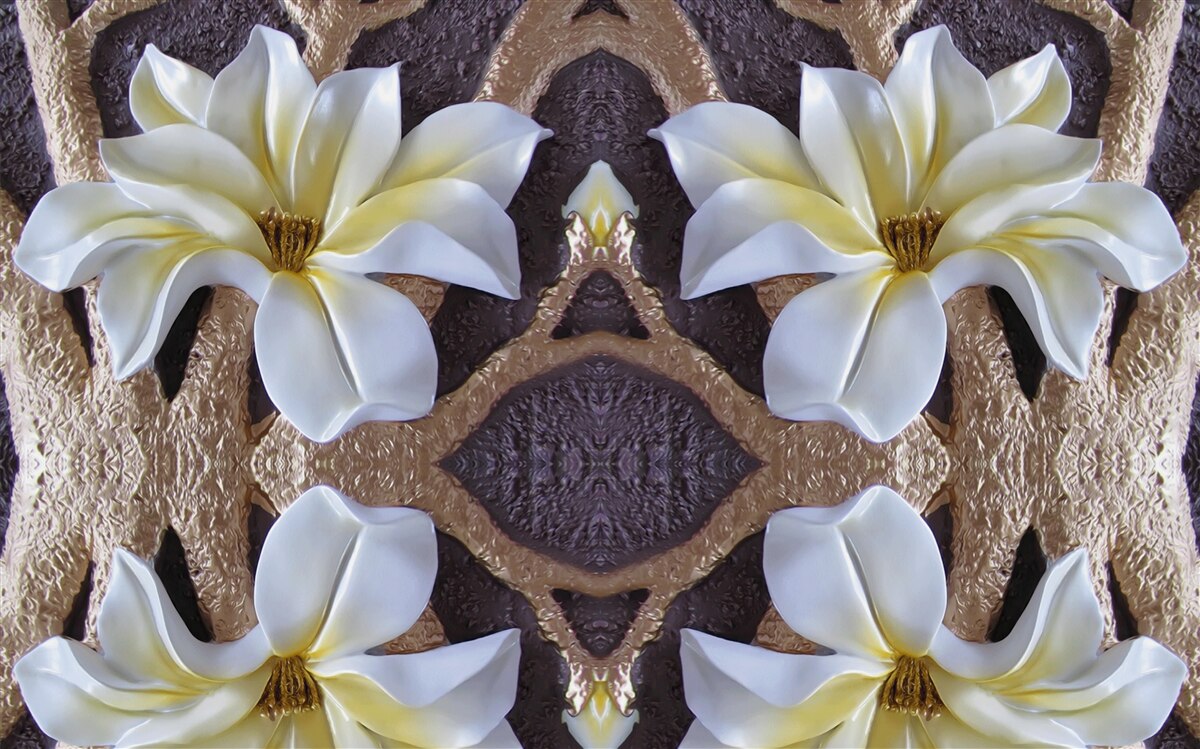 Papier peint grandes fleurs blanches