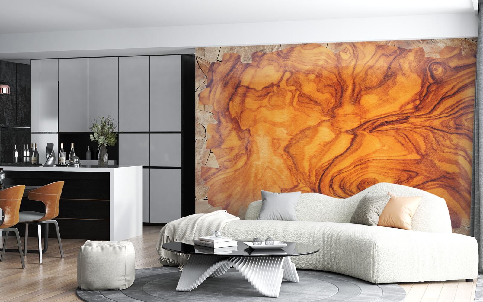 Papier peint bois brun rougeâtre