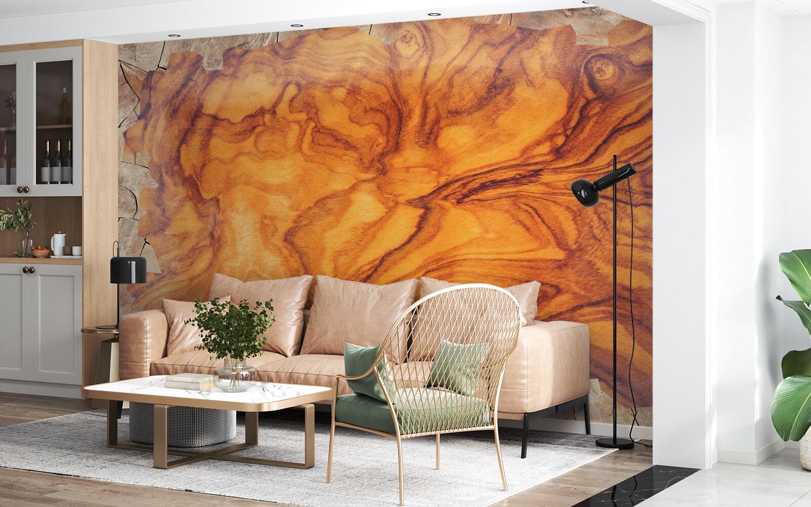 Papier peint bois brun rougeâtre