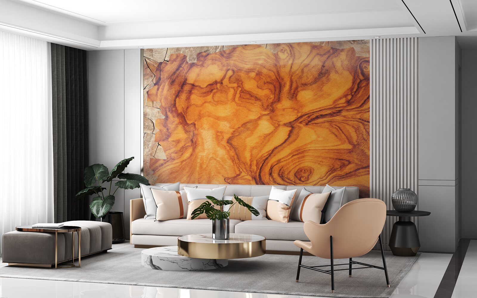 Papier peint bois brun rougeâtre