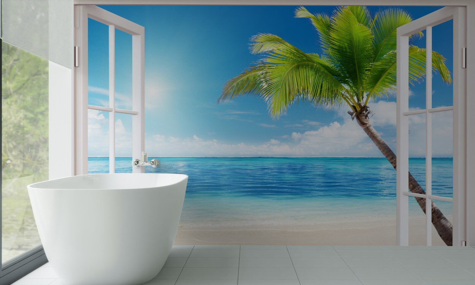 Papier peint De l'autre côté de la fenêtre, un plaisir tropical exotique