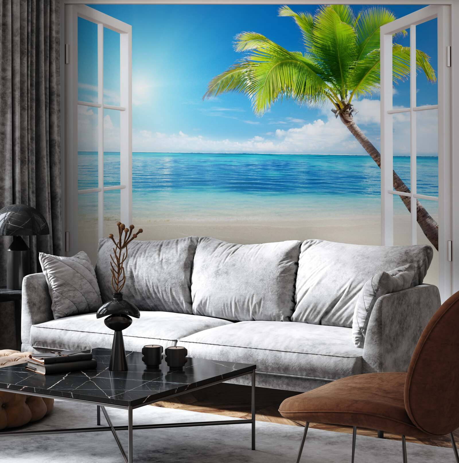 Papier peint De l'autre côté de la fenêtre, un plaisir tropical exotique