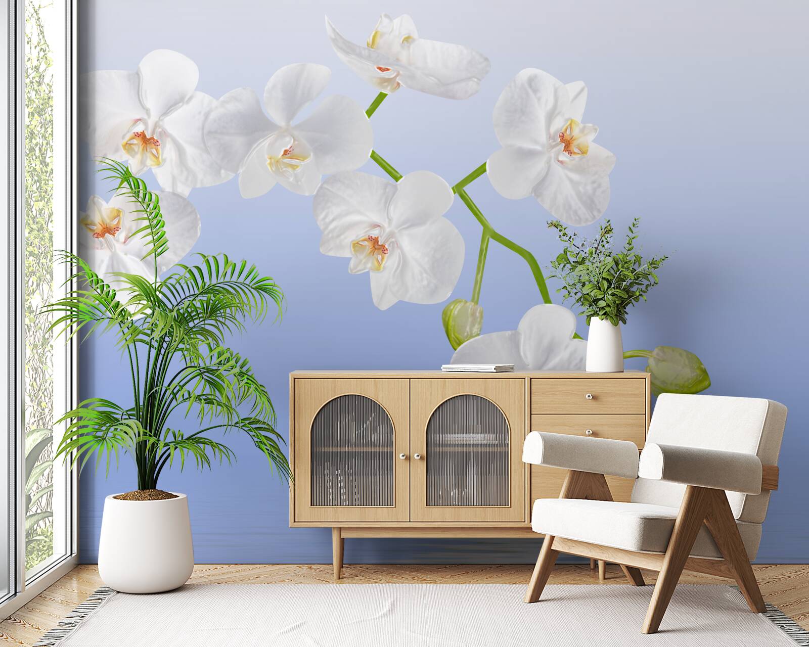 Papier peint Orchidée blanche au-dessus de la surface de l'eau