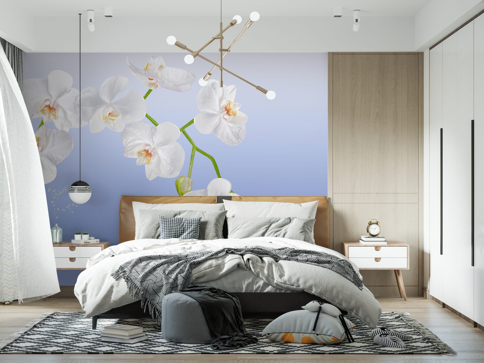 Papier peint Orchidée blanche au-dessus de la surface de l'eau