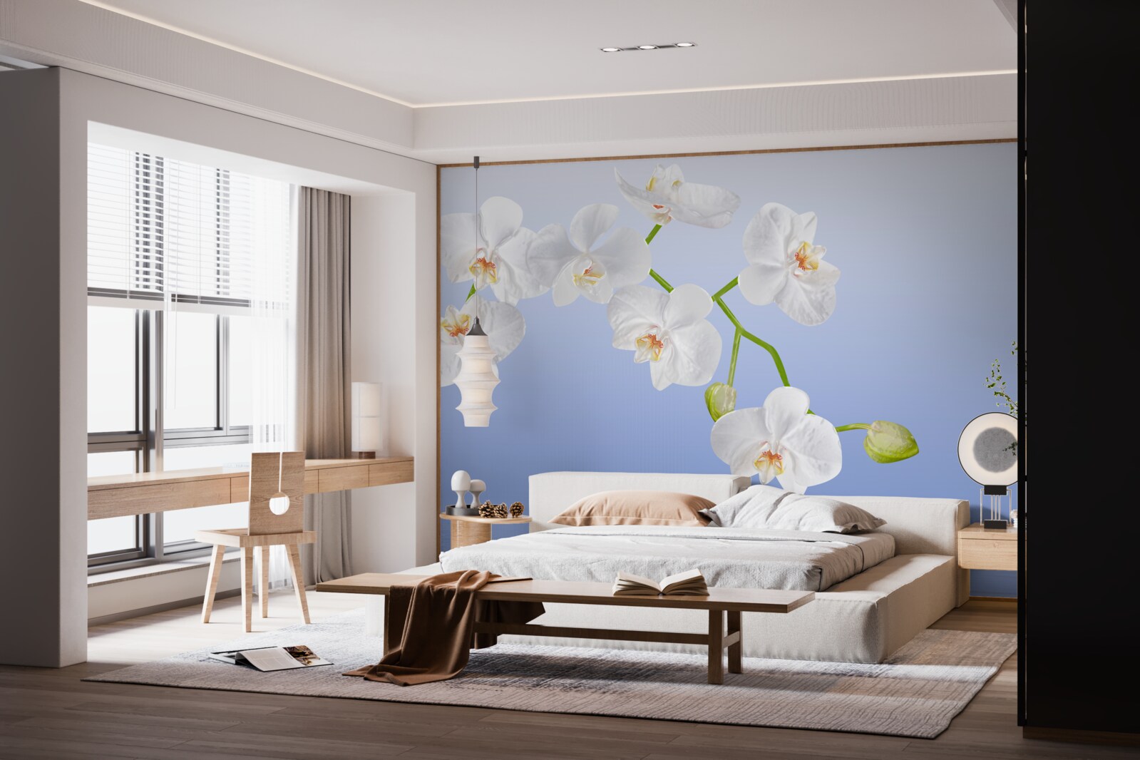 Papier peint Orchidée blanche au-dessus de la surface de l'eau