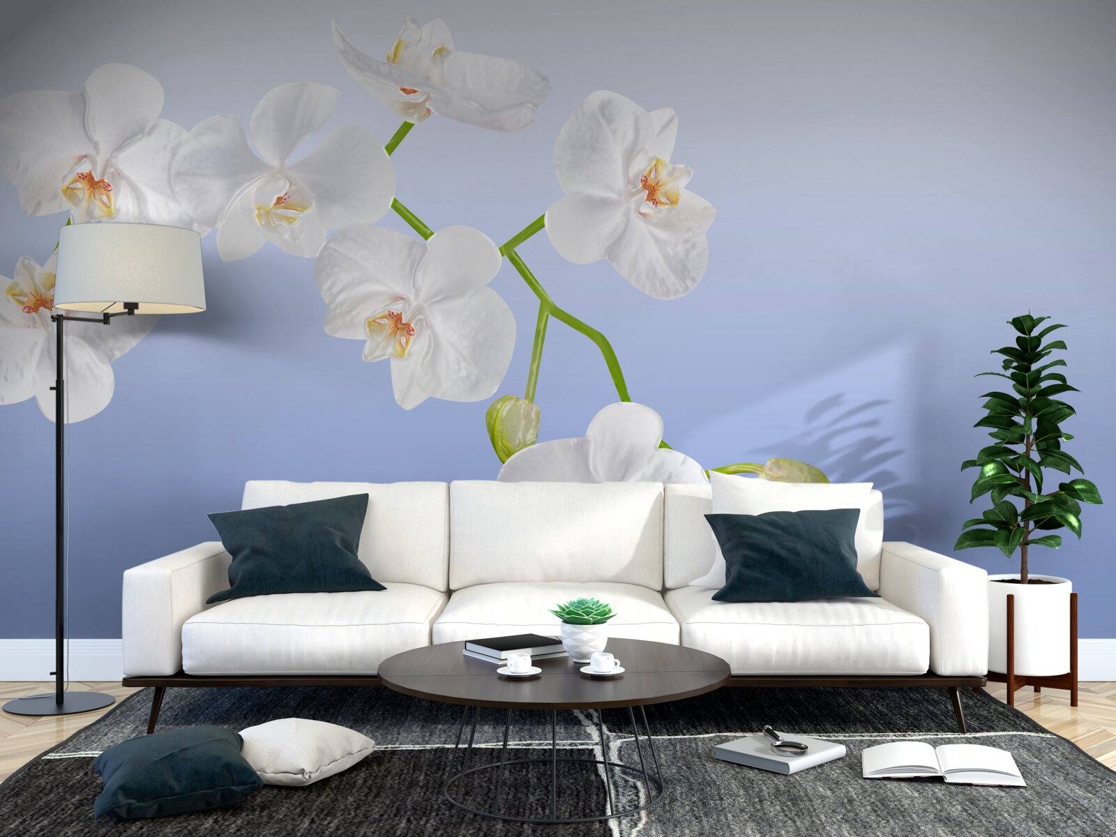 Papier peint Orchidée blanche au-dessus de la surface de l'eau