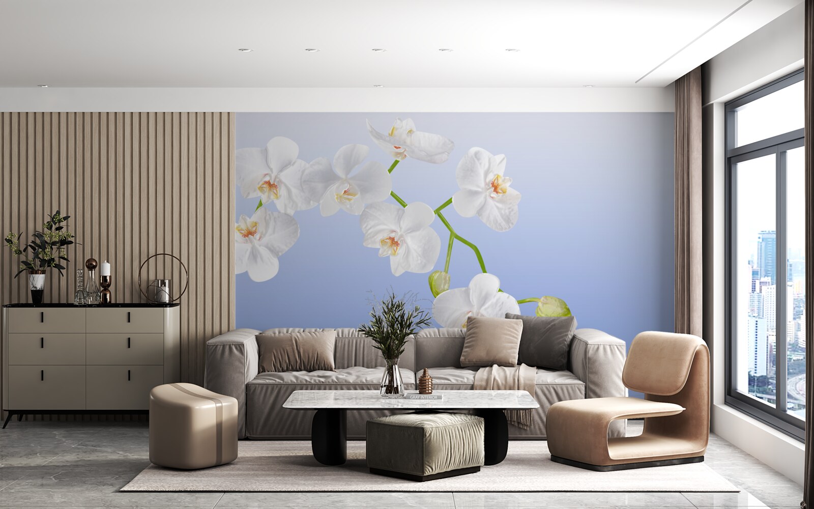 Papier peint Orchidée blanche au-dessus de la surface de l'eau