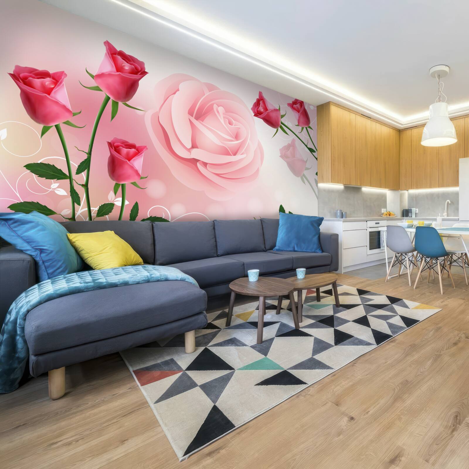 Papier peint lot de boutons de rose roses