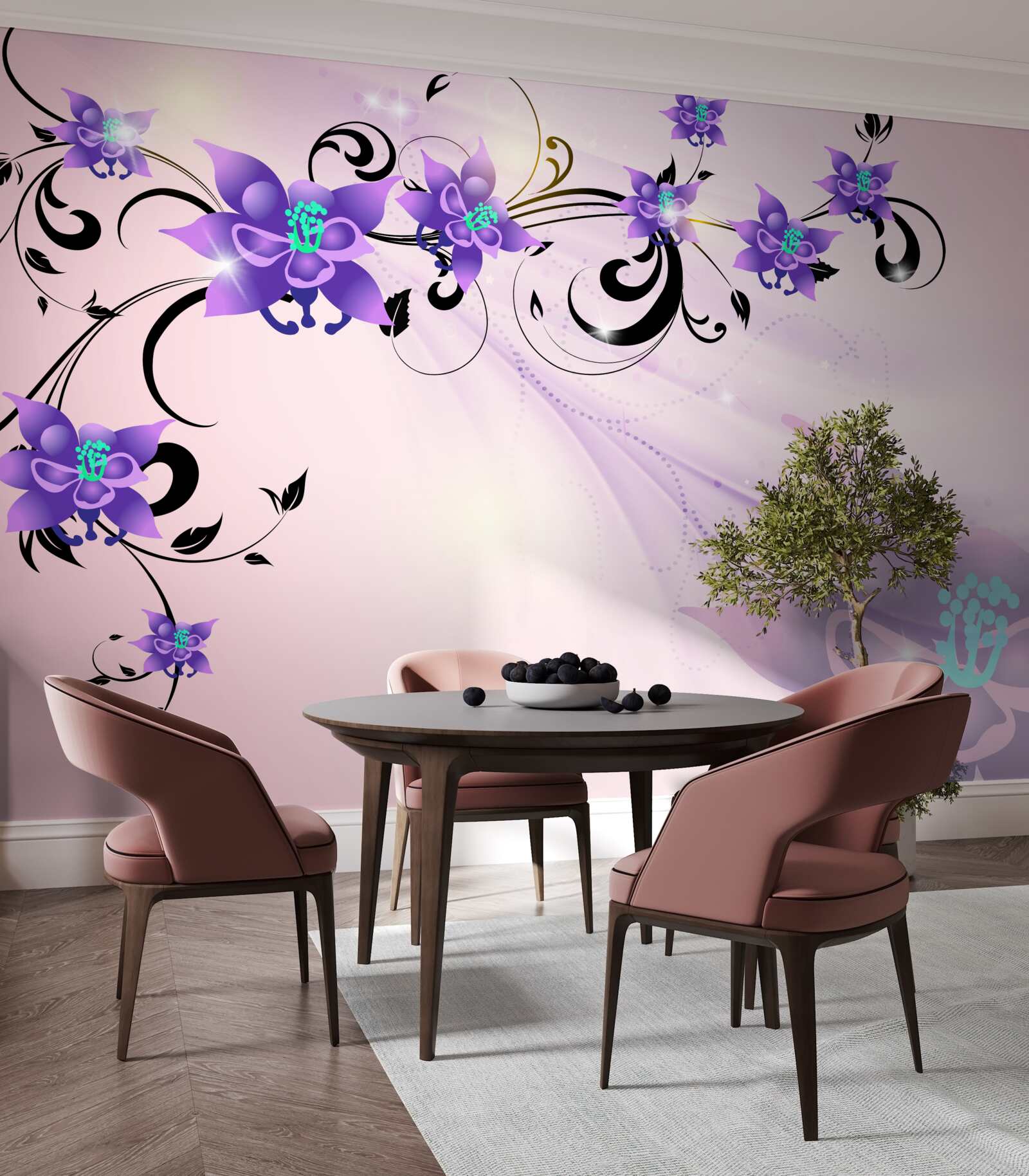 Papier peint l'éclat des fleurs violettes