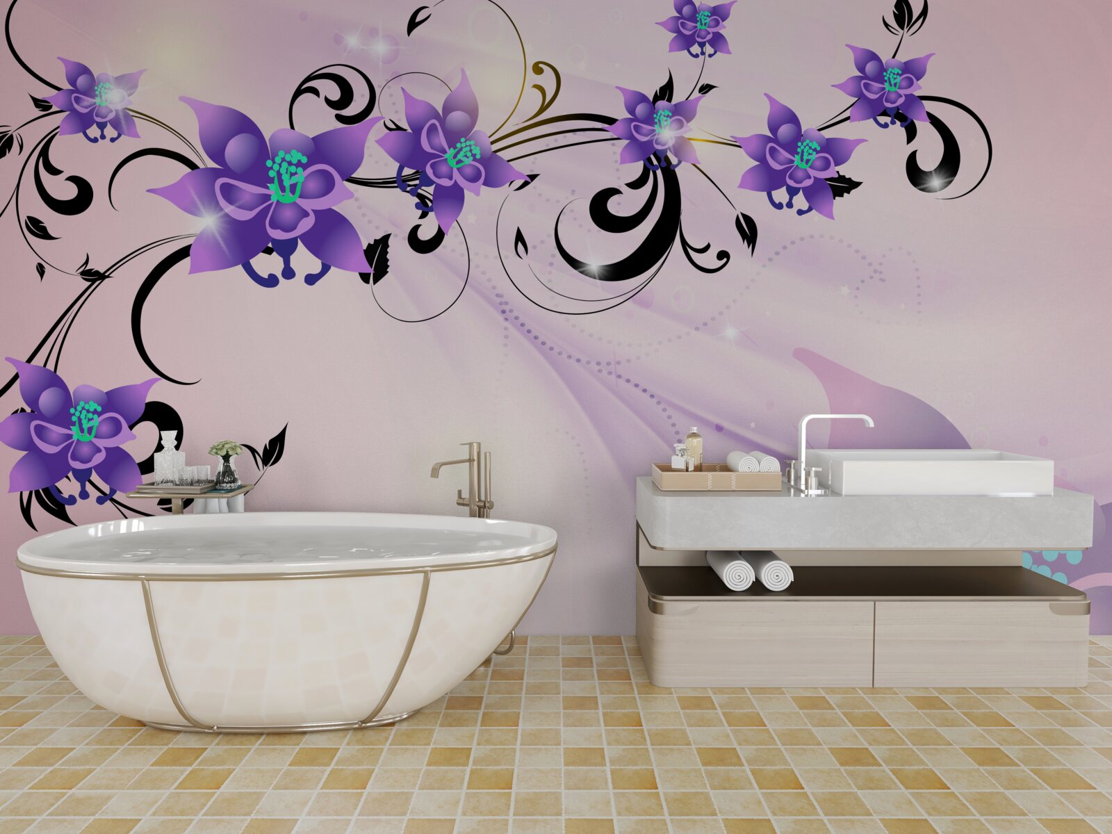 Papier peint l'éclat des fleurs violettes