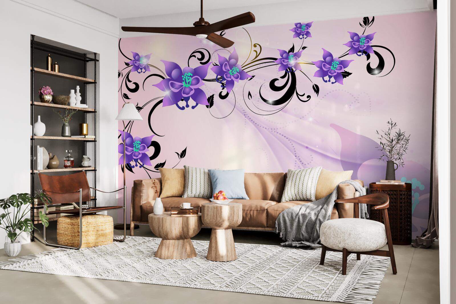 Papier peint l'éclat des fleurs violettes