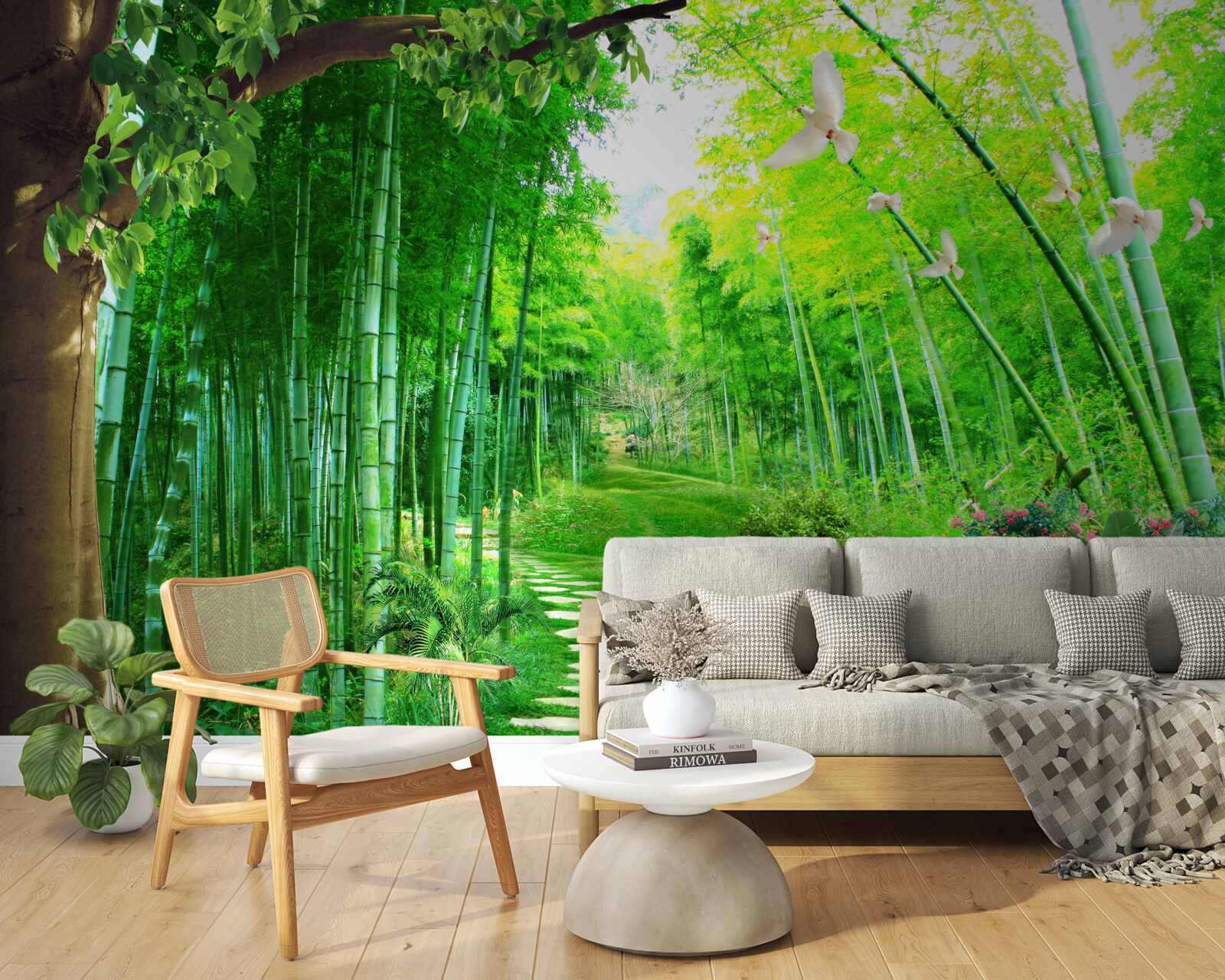 Papier peint des nuances étonnantes dans la bambouseraie et sur le sentier