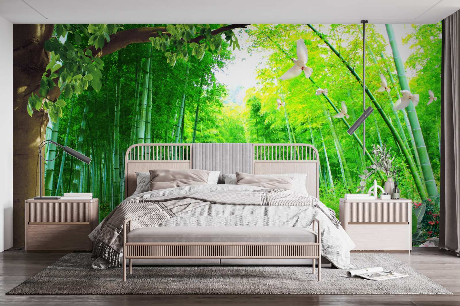 Papier peint des nuances étonnantes dans la bambouseraie et sur le sentier
