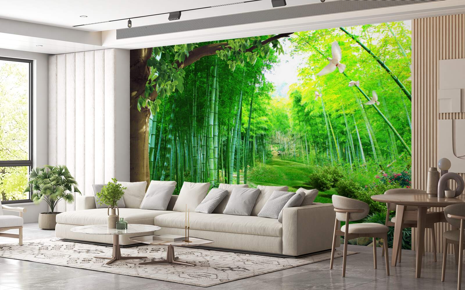 Papier peint des nuances étonnantes dans la bambouseraie et sur le sentier