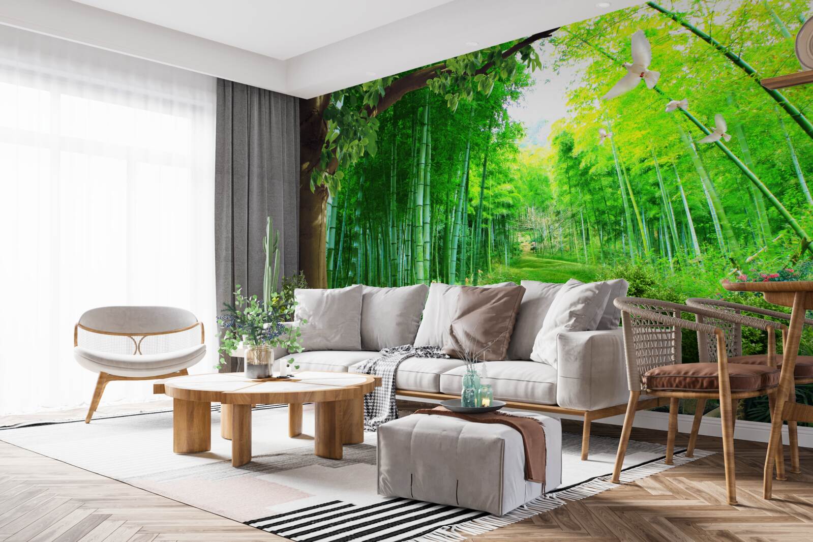 Papier peint des nuances étonnantes dans la bambouseraie et sur le sentier
