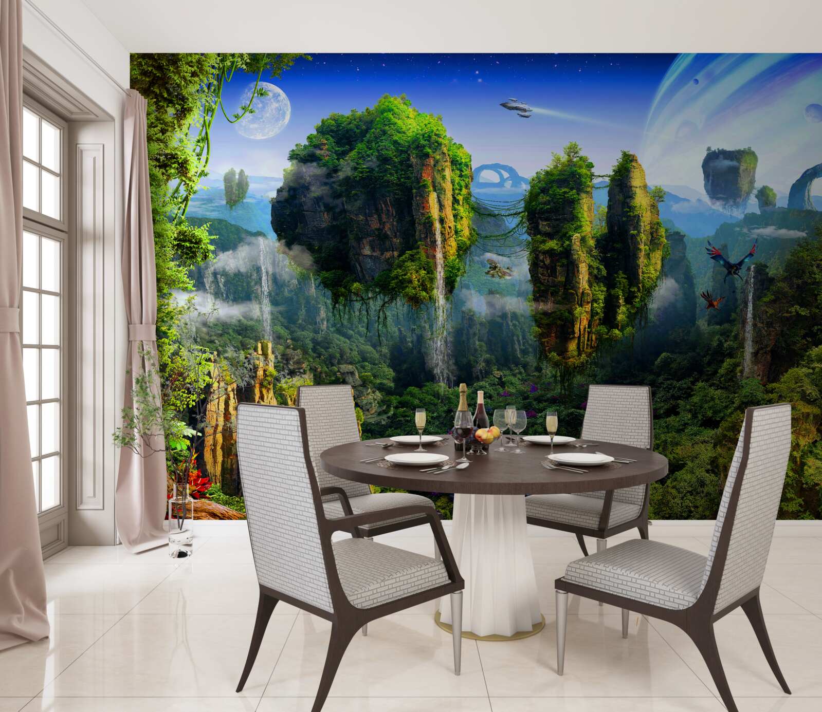 Papier peint ville verte dans un style fantastique