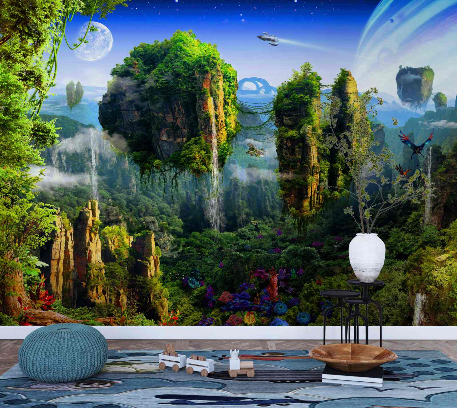 Papier peint ville verte dans un style fantastique