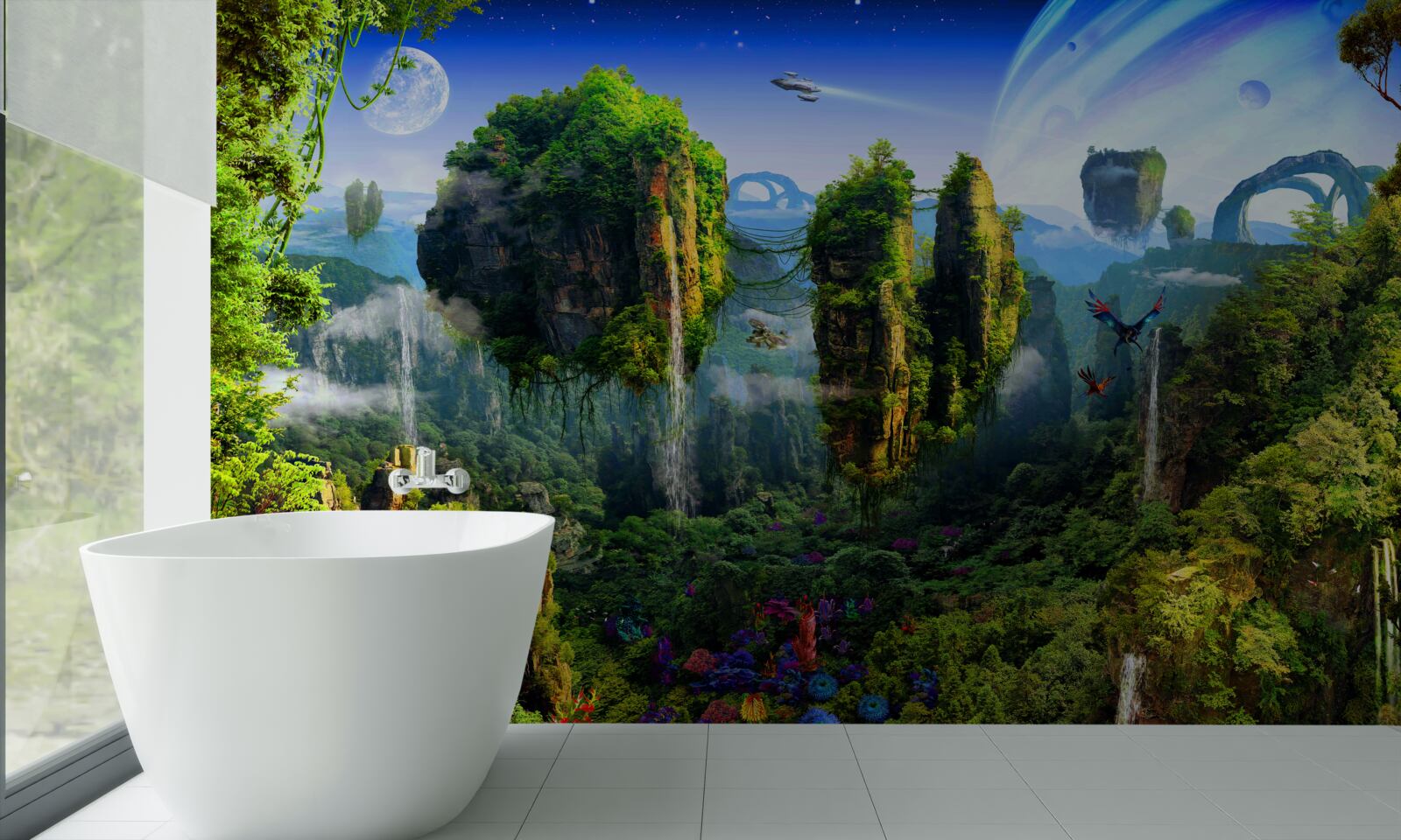 Papier peint ville verte dans un style fantastique