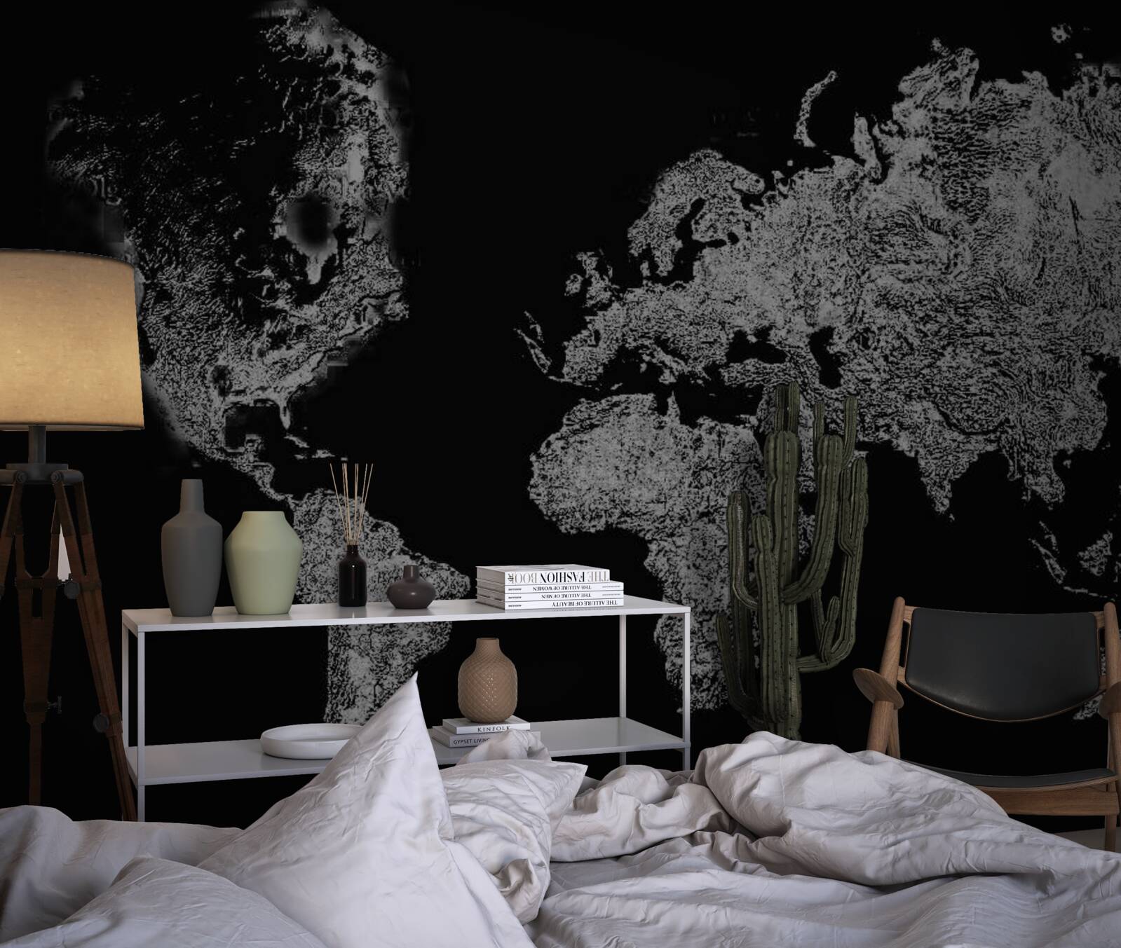 Papier peint carte du monde avec projection en relief