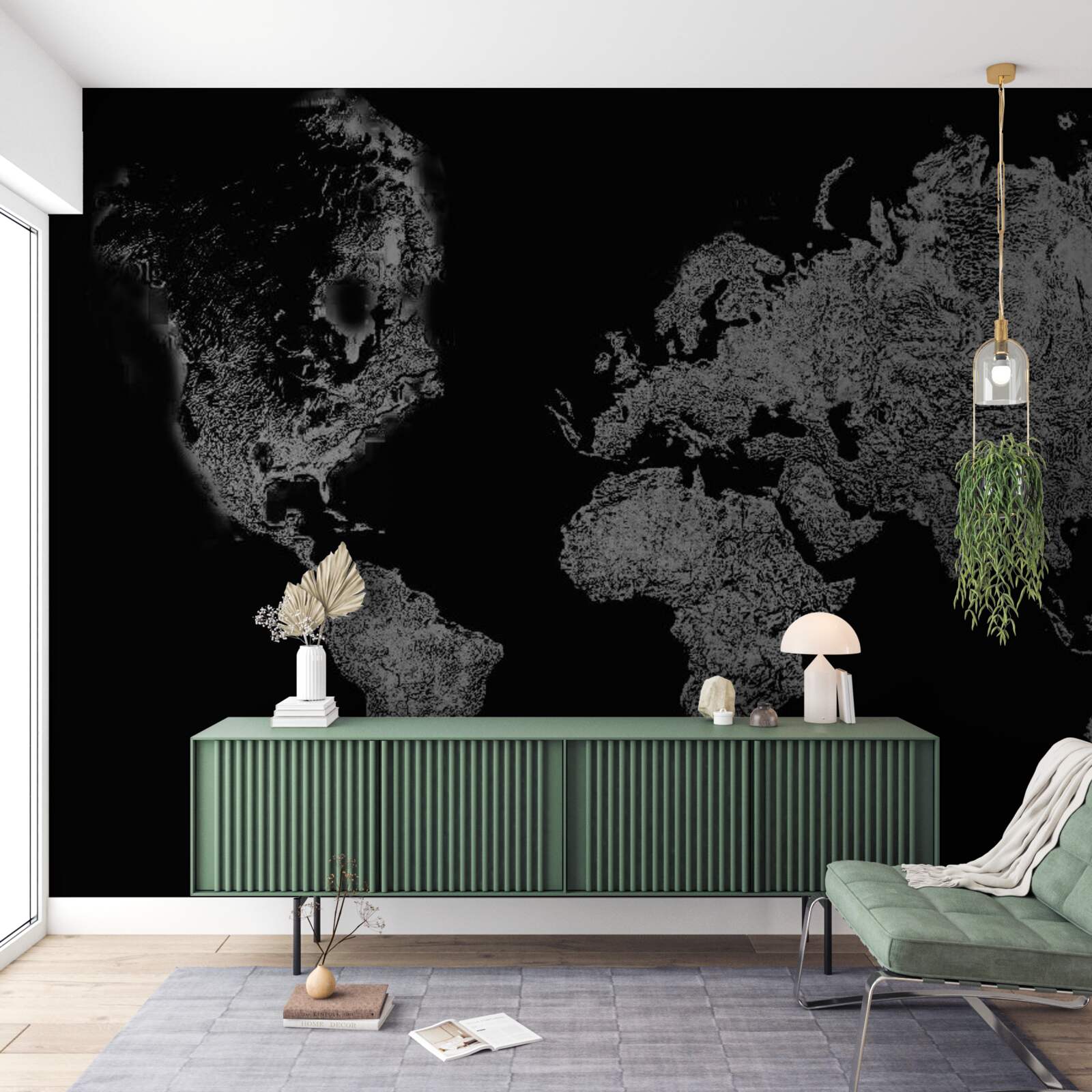 Papier peint carte du monde avec projection en relief