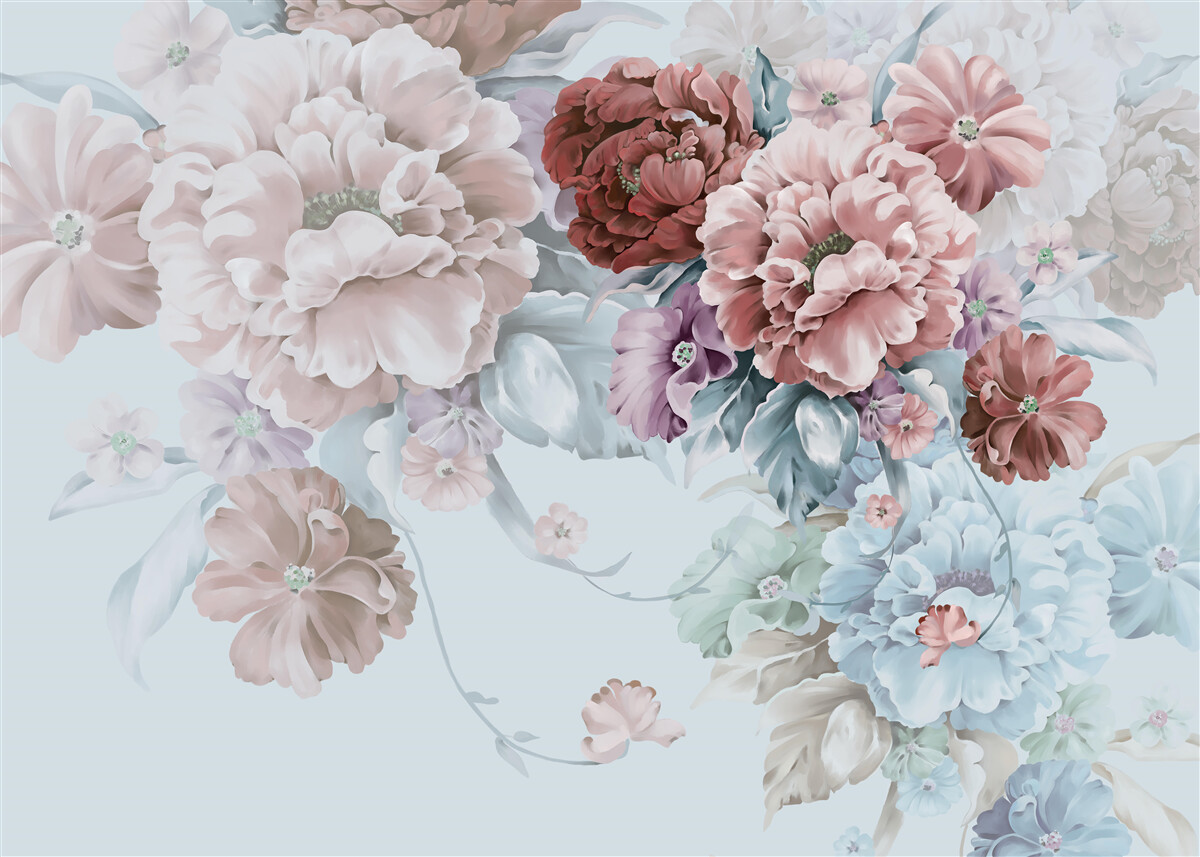 Papier peint jardin de pivoines