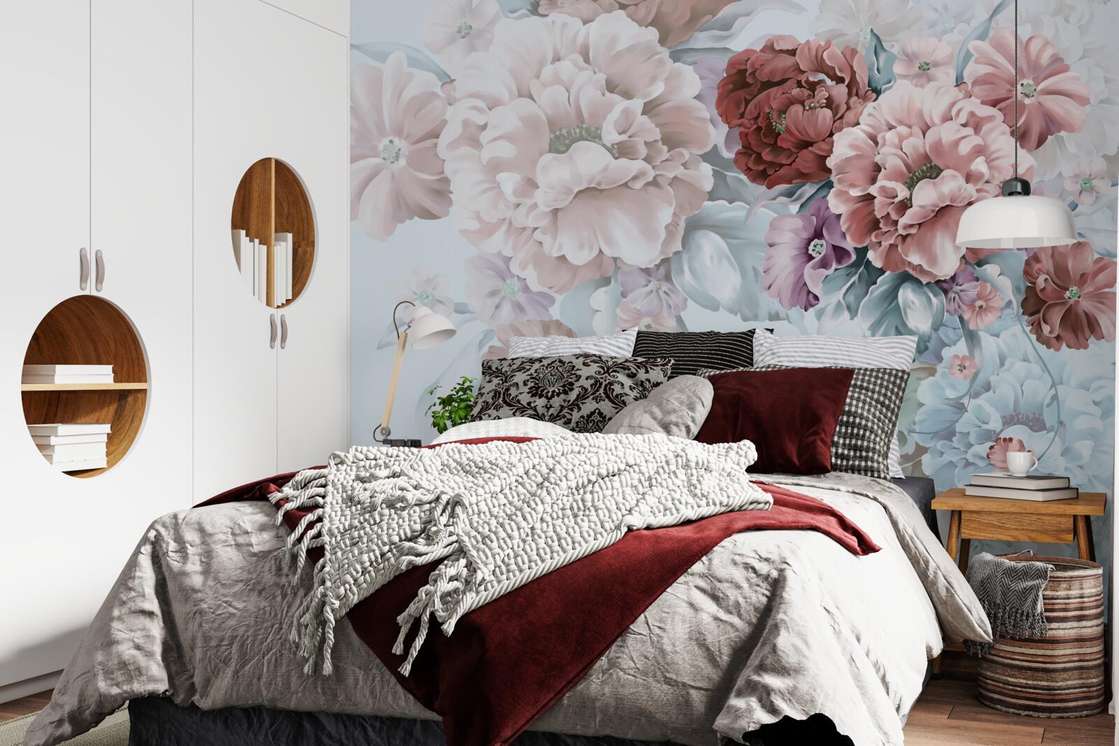 Papier peint jardin de pivoines